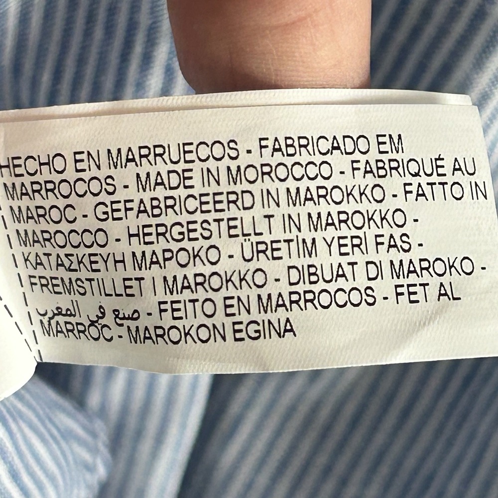 Zara Long Sleeve Linen Blend Dress - Blue White Striped V-Neck  - Womens LARGE - Picture 14 of 14